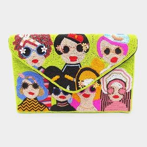 Seed Beaded Women Clutch / Crossbody Bag